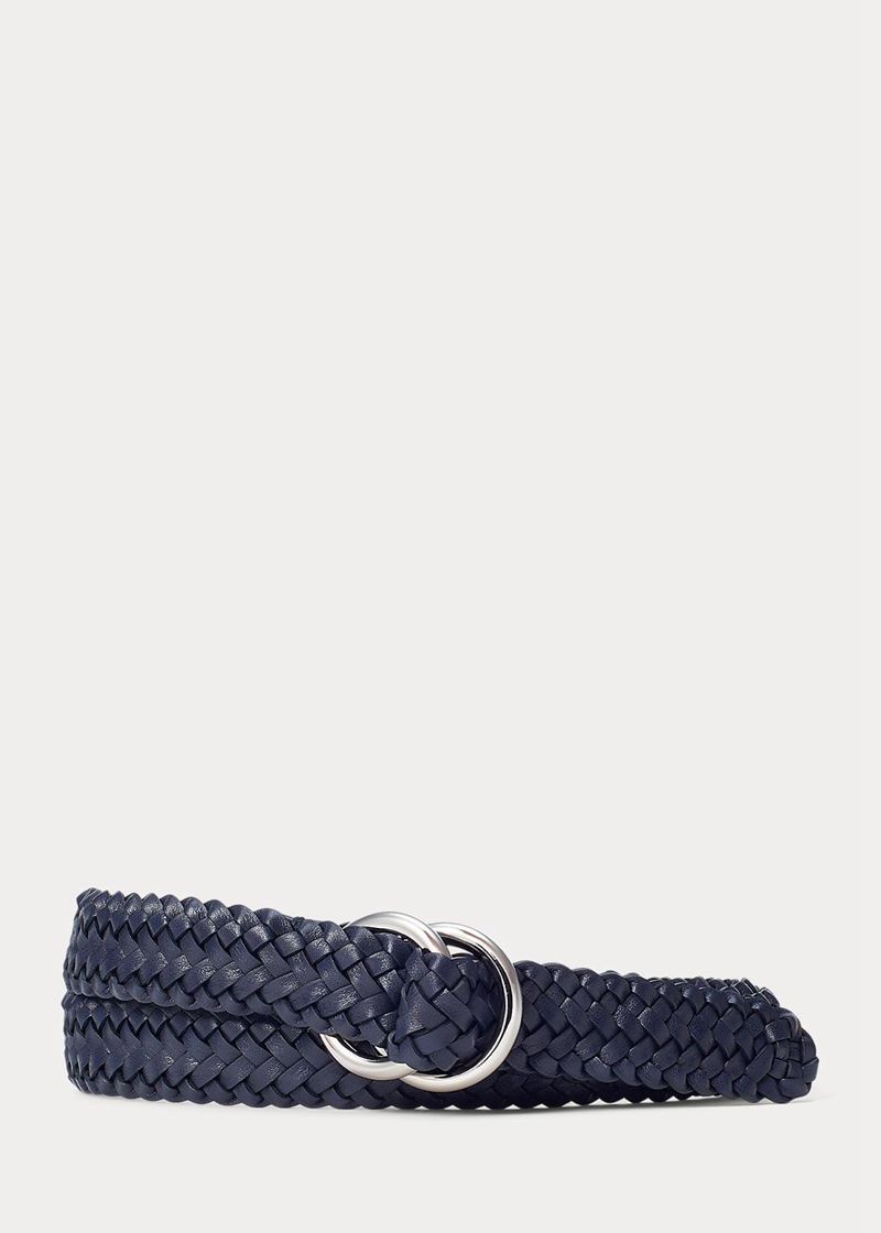 Pasek Purple Label Męska Granatowe Woven Calfskin 136798-JXS